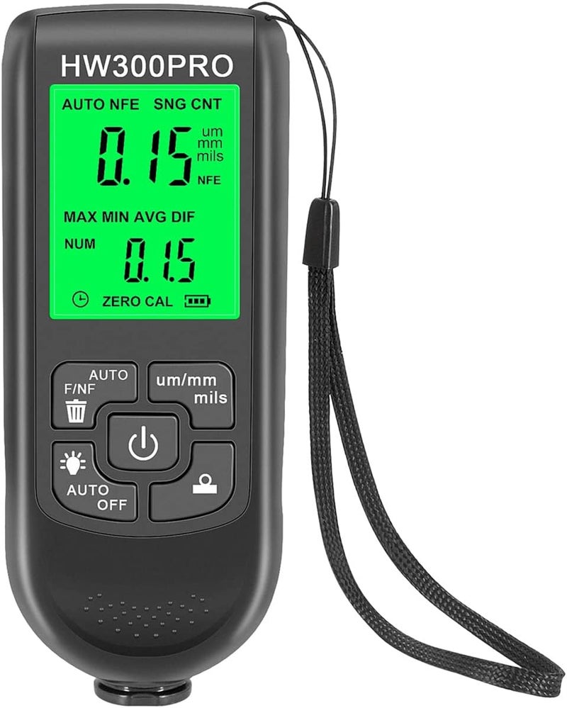 Abizarch Paint Thickness Gauge Meter Fe/NFe Probe Coating Thickness Gauge Professional Multifunctional Car Paint Depth Gauge Test Precise HW-300PRO for Car Automatic Detection(black) (black) - Image 1